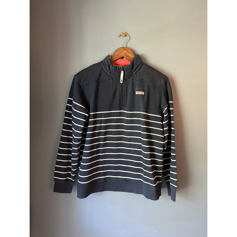 Vineyard Vines Navy‎ Blue Stripe Quarter Zip
